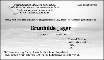 Traueranzeige von Brunhilde Jäger von Schwäbische Post