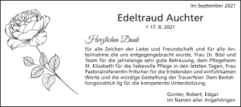Traueranzeige von Edeltraud Auchter von Schwäbische Post