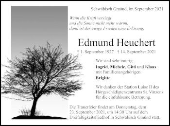 Traueranzeige von Edmund Heuchert von Gmünder Tagespost