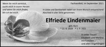 Traueranzeige von Elfriede Lindenmaier von Schwäbische Post