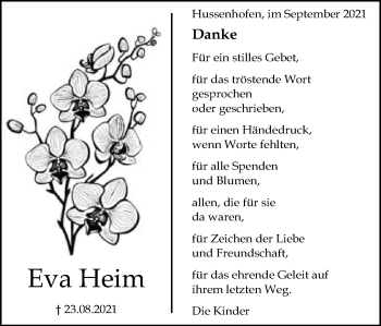 Traueranzeige von Eva Heim von Gmünder Tagespost
