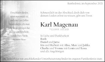 Traueranzeige von Karl Magenau von Gmünder Tagespost