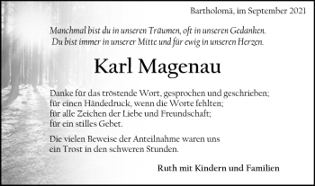 Traueranzeige von Karl Magenau von Gmünder Tagespost