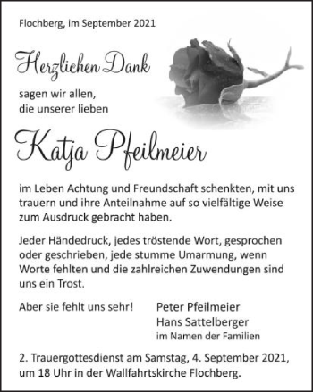 Traueranzeige von Katja Pfeilmeier von Schwäbische Post