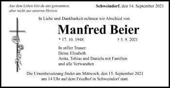 Traueranzeige von Manfred Beier von Schwäbische Post