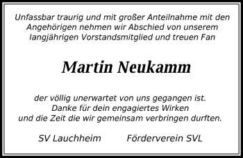 Traueranzeige von Martin Neukamm von Schwäbische Post
