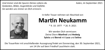 Traueranzeige von Martin Neukamm von Schwäbische Post