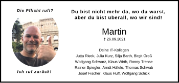 Traueranzeige von Martin Neukamm von Schwäbische Post