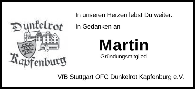  Traueranzeige für Martin Neukamm vom 30.09.2021 aus Schwäbische Post