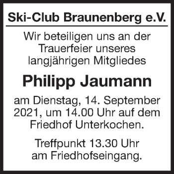 Traueranzeige von Philipp Jaumann von Schwäbische Post