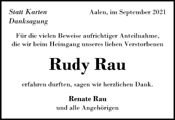 Traueranzeige von Rudy Rau von Schwäbische Post