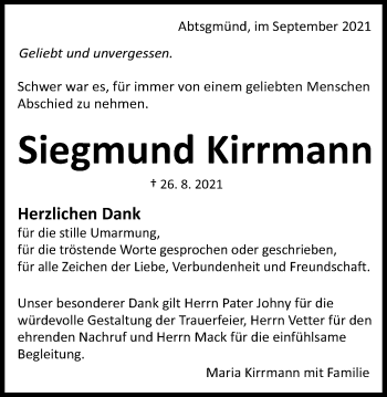 Traueranzeige von Siegmund Kirrmann von Schwäbische Post