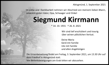 Traueranzeige von Siegmund Kirrmann von Schwäbische Post