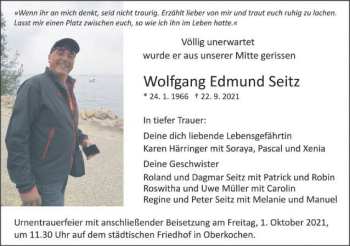 Traueranzeige von Wolfgang Edmund Seitz von Schwäbische Post