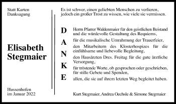 Traueranzeige von Elisabeth Stegmaier von Gmünder Tagespost
