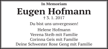 Traueranzeige von Eugen Hofmann von Schwäbische Post