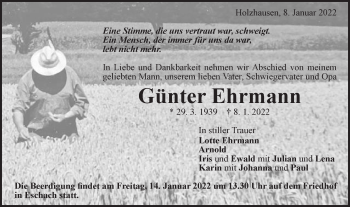 Traueranzeige von Günter Ehrmann von Gmünder Tagespost