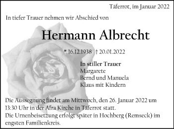 Traueranzeige von Hermann Albrecht von Gmünder Tagespost