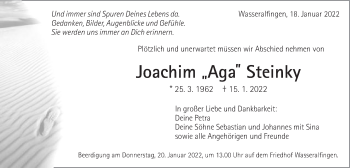 Traueranzeige von Joachim Steinky von Schwäbische Post