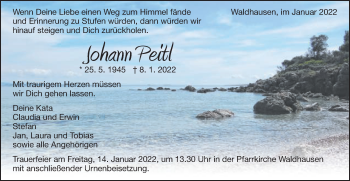 Traueranzeige von Johann Peitl von Schwäbische Post