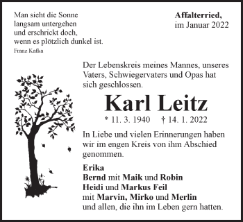 Traueranzeige von Karl Leitz von Schwäbische Post