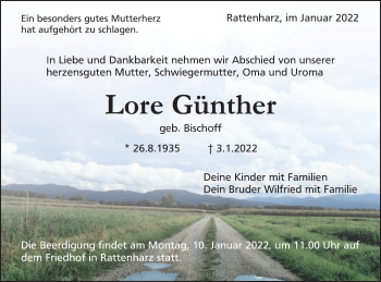 Traueranzeige von Lore Günther von Gmünder Tagespost