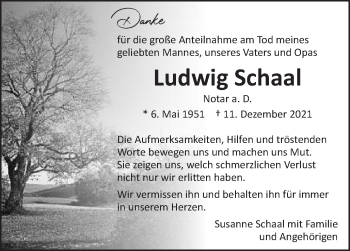 Traueranzeige von Ludwig Schaal von Schwäbische Post