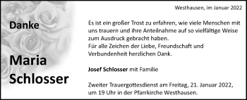 Traueranzeige von Maria Schlosser von Schwäbische Post