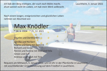 Traueranzeige von Max Knödler von Schwäbische Post