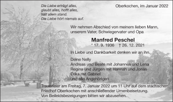 Traueranzeige von Mnfred Peschel von Schwäbische Post