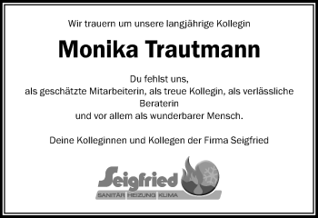 Traueranzeige von Monika Trautmann