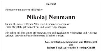 Traueranzeige von Nikolaj Neumann von Gmünder Tagespost