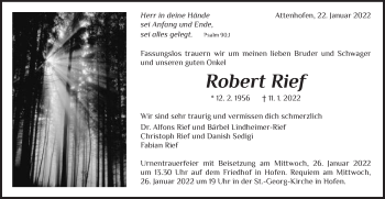 Traueranzeige von Robert Rief von Schwäbische Post