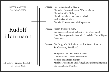 Traueranzeige von Rudolf Herrmann von Gmünder Tagespost