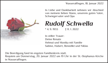 Traueranzeige von Rudolf Schwella von Schwäbische Post
