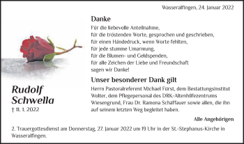 Traueranzeige von Rudolf Schwella von Schwäbische Post