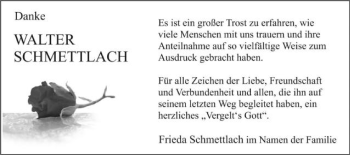 Traueranzeige von Walter Schmettlach von Schwäbische Post