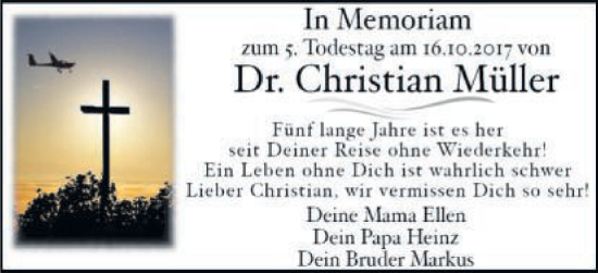 Traueranzeige von Christian Müller von Schwäbische Post