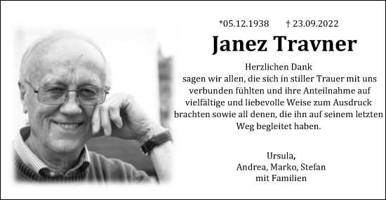 Traueranzeige von Janez Travner von Gmünder Tagespost