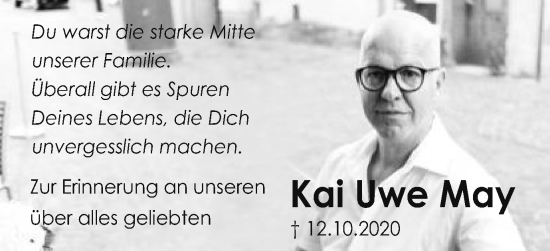 Traueranzeige von Kai Uwe May von Schwäbische Post
