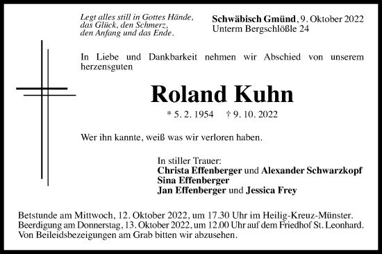 Traueranzeige von Roland Kuhn
