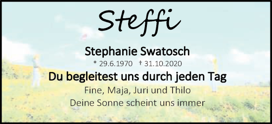 Traueranzeige von Stephanie Swatosch von Schwäbische Post