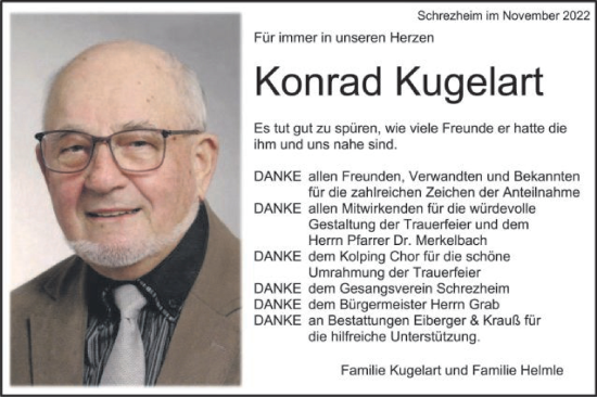 Traueranzeige von Konrad Kugelart von Schwäbische Post