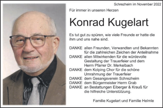 Traueranzeige von Konrad Kugelart