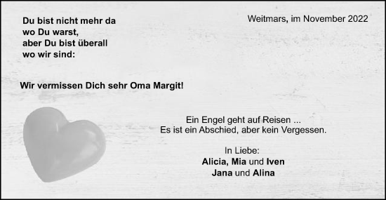 Traueranzeige von Margit Retter von Gmünder Tagespost
