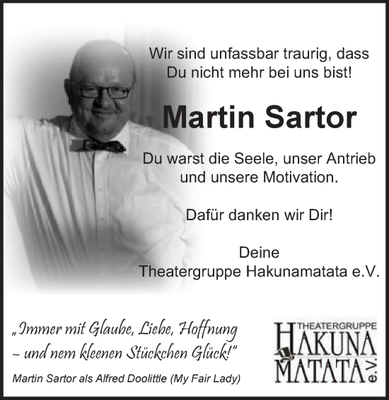 Traueranzeige von Martin Sator  von Schwäbische Post