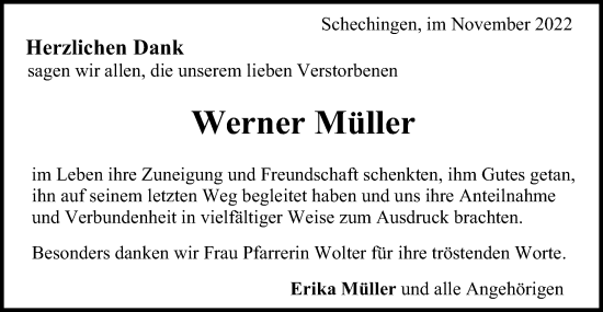 Traueranzeige von Werner Müller von Gmünder Tagespost