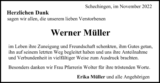 Traueranzeige von Werner Müller