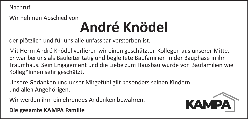  Traueranzeige für Andre Knödel vom 17.12.2022 aus Schwäbische Post