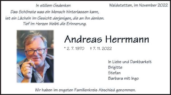 Traueranzeige von Andreas Herrmann von Gmünder Tagespost